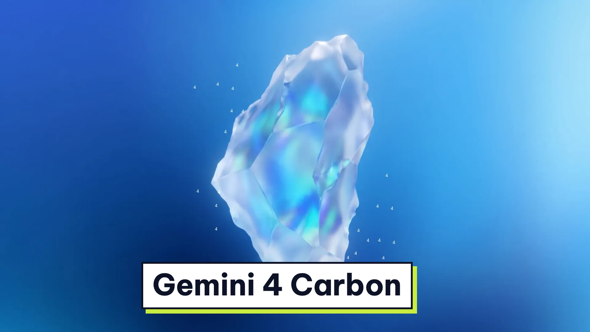 Ảnh giới thiệu Gemini 4 Carbon với hình pha lê xanh của Google