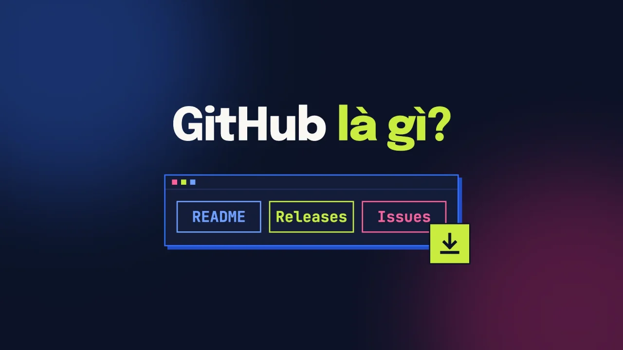 Tiêu đề GitHub là gì bên trên khung một repo có ba thẻ README, Releases, Issues và nút tải về