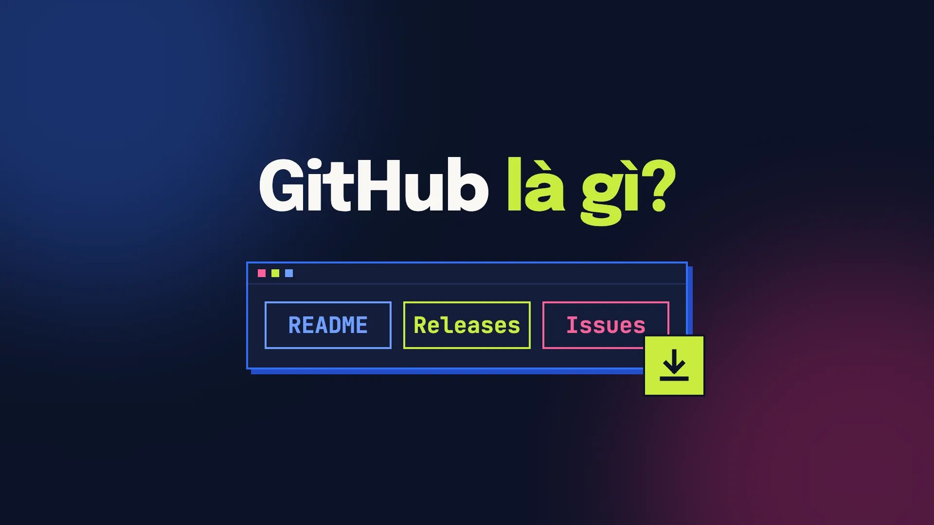 Tiêu đề GitHub là gì bên trên khung một repo có ba thẻ README, Releases, Issues và nút tải về