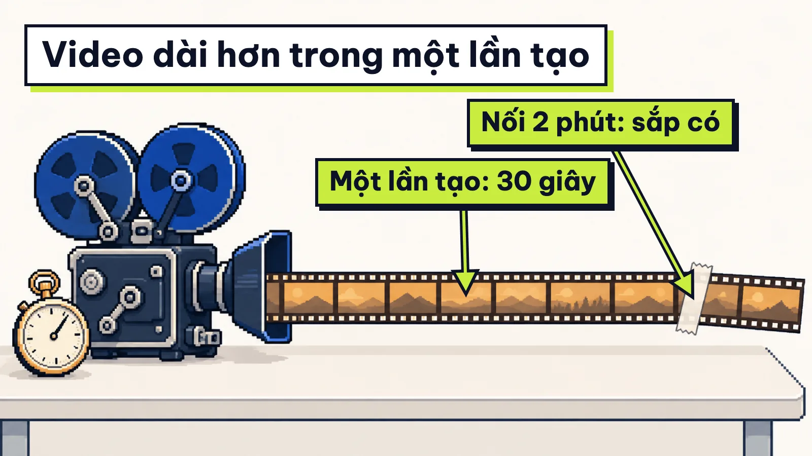 Tranh máy quay nhả cuộn phim dài, minh hoạ video liền 30 giây của Kling 4.0