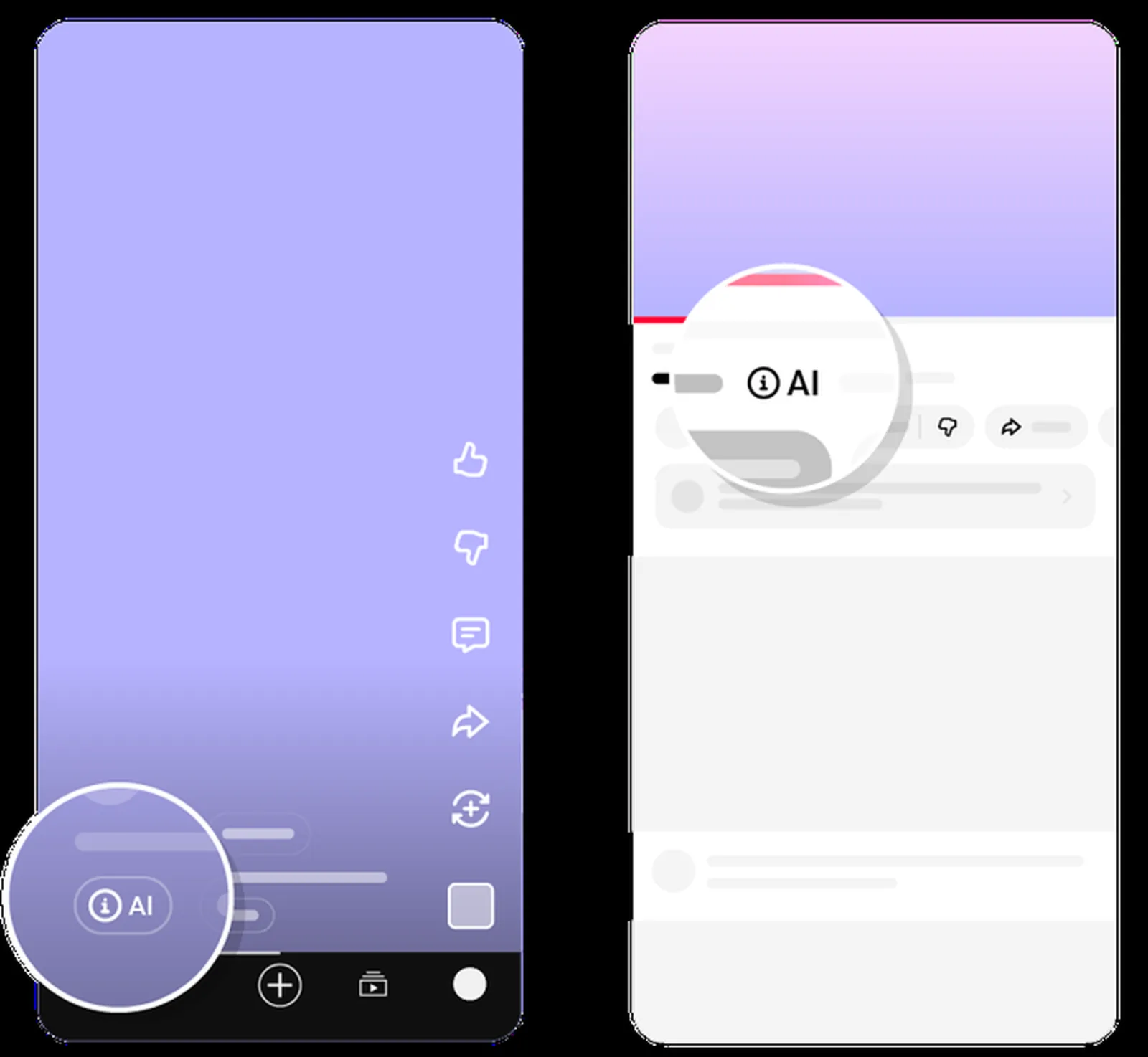 Nhãn AI trên Shorts và video dài của app YouTube