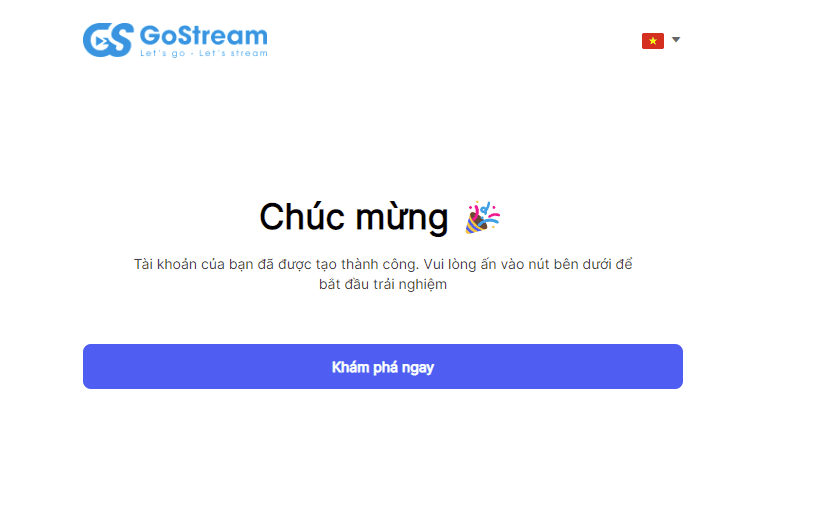Đăng ký gostream thành công