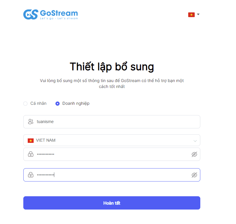 Thiết lập bổ sung
