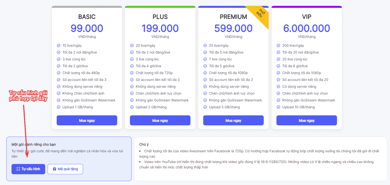 Gói cước gostream