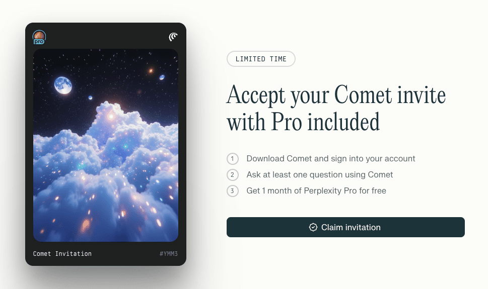 Perplexity Pro miễn phí qua chương trình Comet