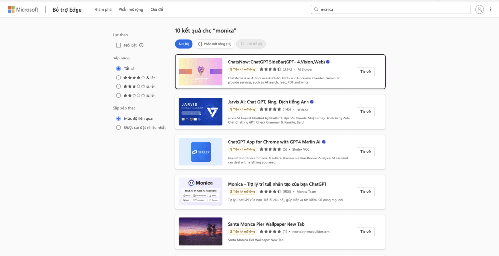 Cách cài Monica AI extensions trên Microsoft Edge
